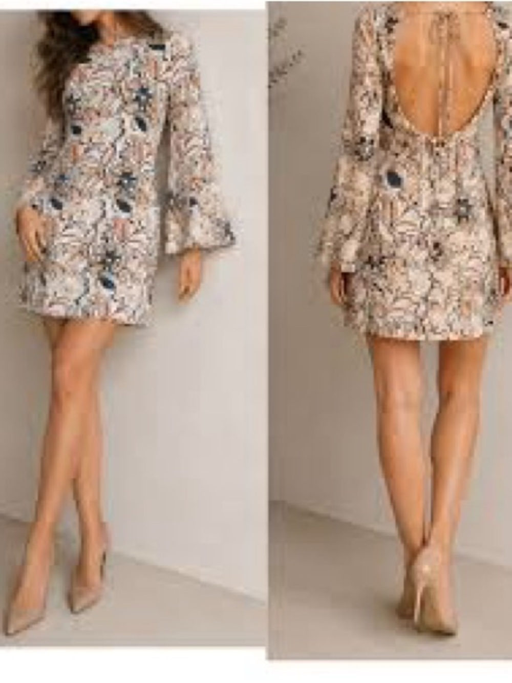 2. Zara retro floral backless boho dress